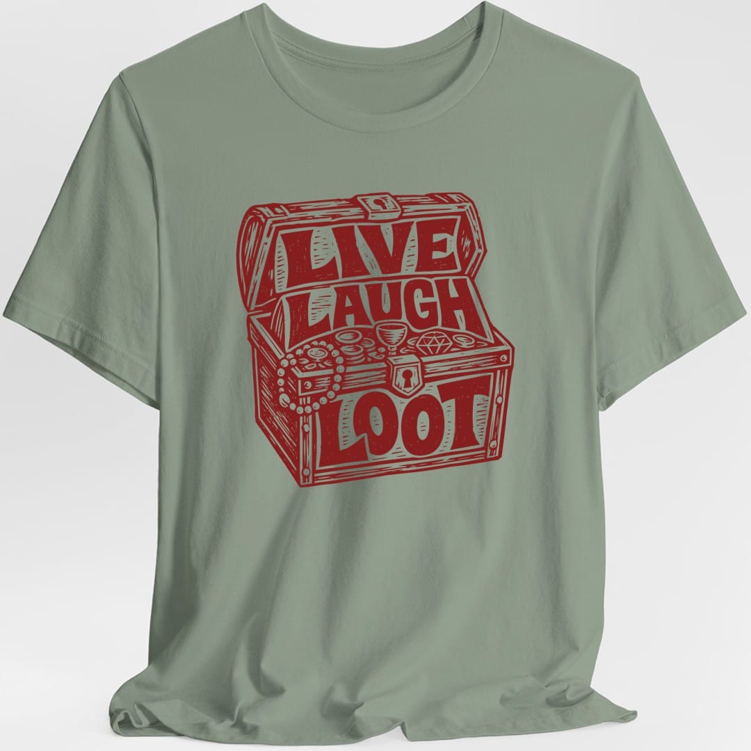 Printify T-Shirt Sage / S Live Laugh Loot Woodcut T-Shirt