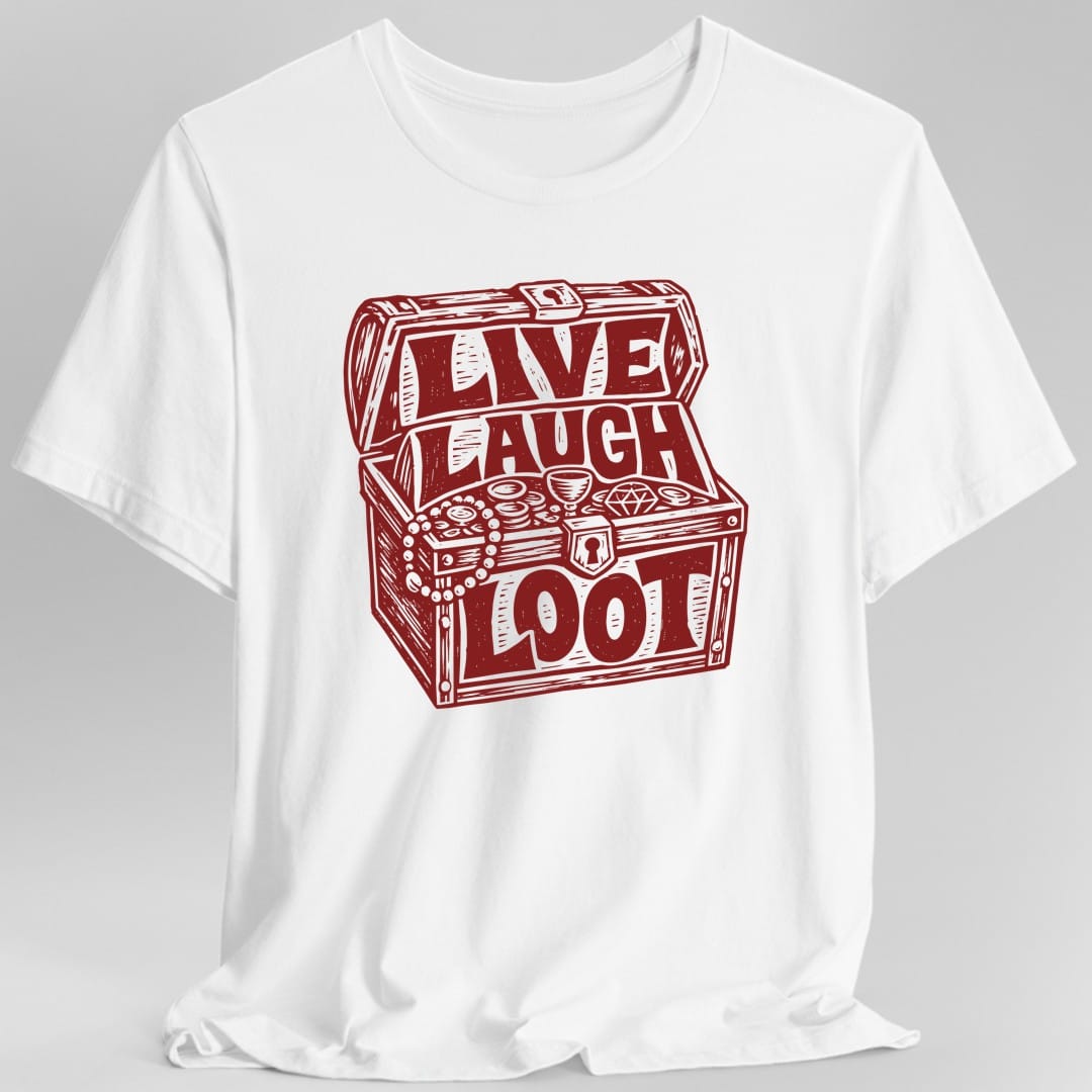 Printify T-Shirt White / S Live Laugh Loot Woodcut T-Shirt