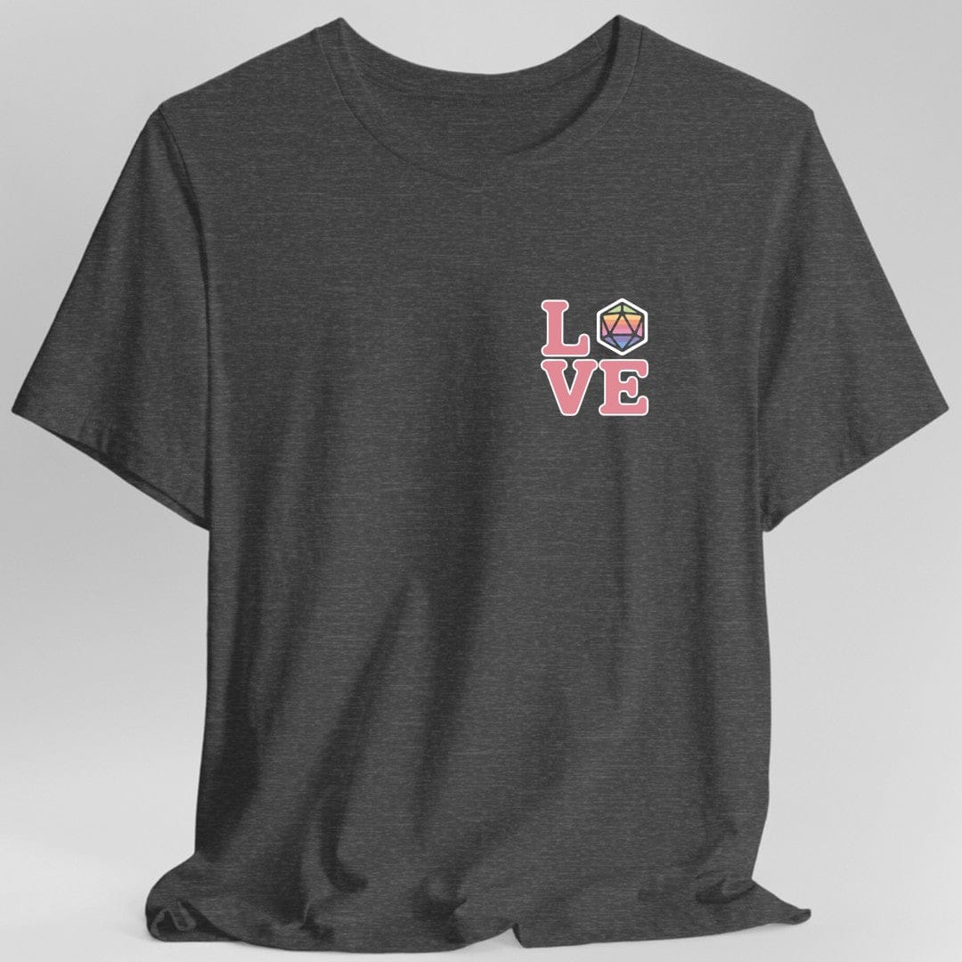 Printify T-Shirt Dark Heather / S Love Rainbow Dice T-Shirt