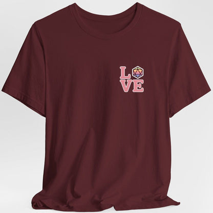 Printify T-Shirt Maroon / S Love Rainbow Dice T-Shirt