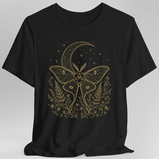 Printify T-Shirt Black / S Luna Moth D20 T-Shirt