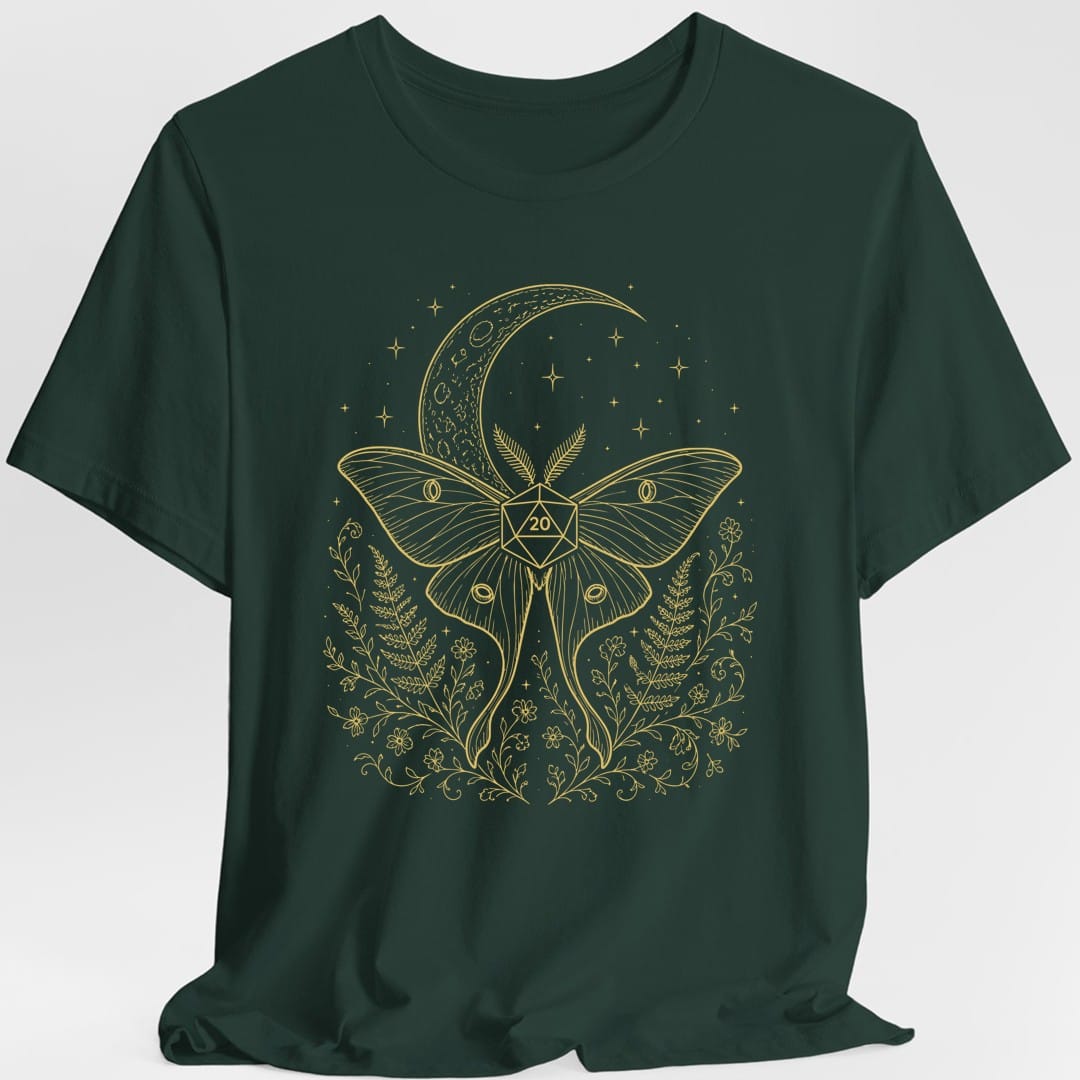 Printify T-Shirt Forest Green / S Luna Moth D20 T-Shirt