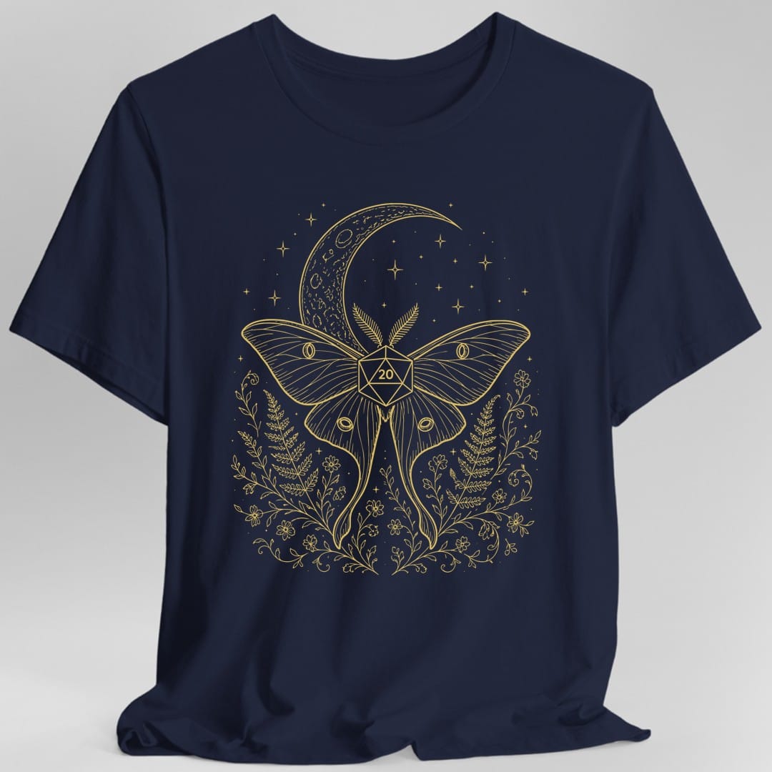 Printify T-Shirt Navy / S Luna Moth D20 T-Shirt