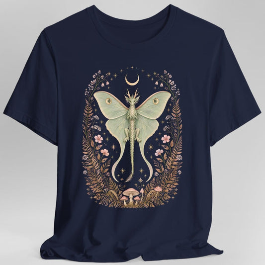 Printify T-Shirt Navy / S Luna Moth Dragon T-Shirt