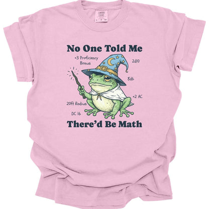 The same No One Told Me There'd Be Math frog design, on a blossom t-shirt.