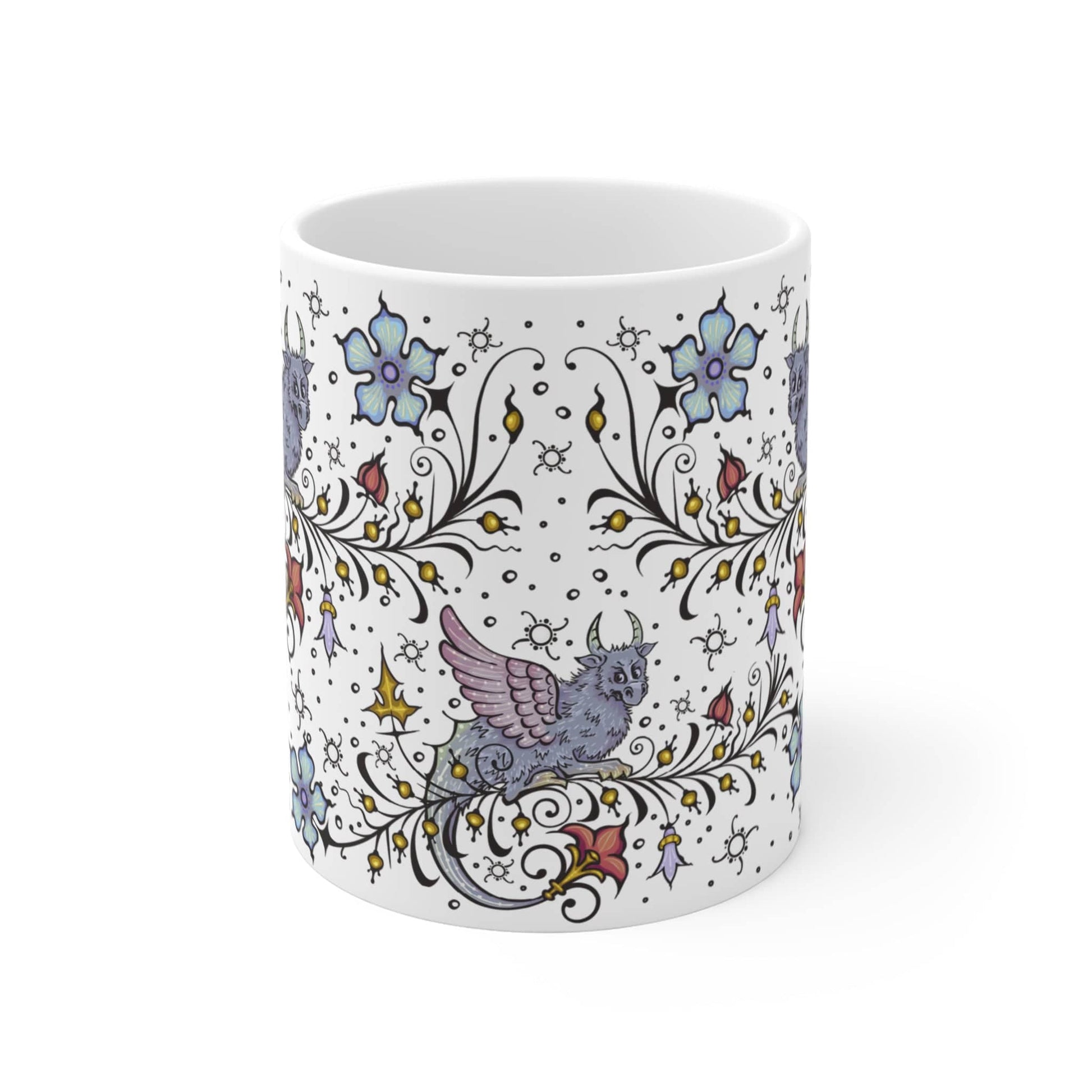 Printify Mug 11oz Medieval Manuscript Dragon Mug