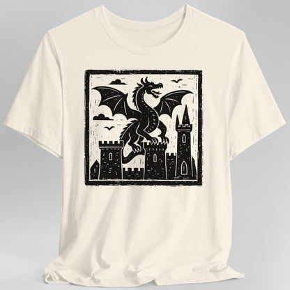 Printify T-Shirt Natural / S Medieval Woodcut Dragon Shirt
