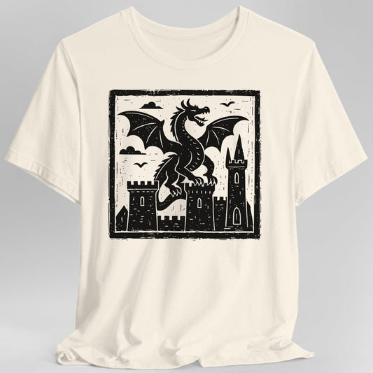 Printify T-Shirt Natural / S Medieval Woodcut Dragon Shirt