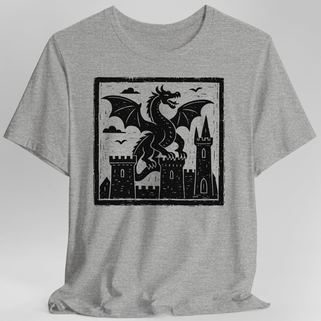 Printify T-Shirt Sport Grey / S Medieval Woodcut Dragon Shirt