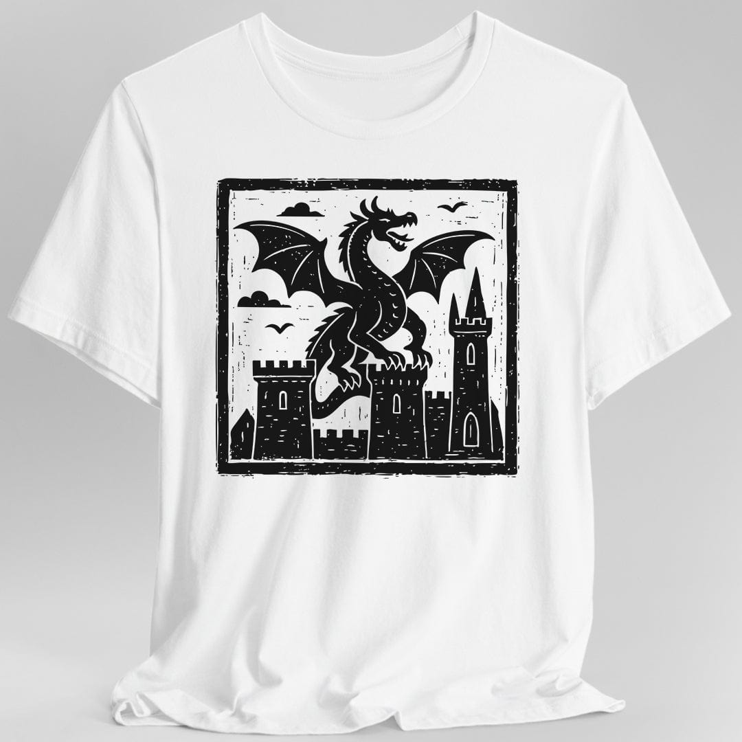 Printify T-Shirt White / S Medieval Woodcut Dragon Shirt