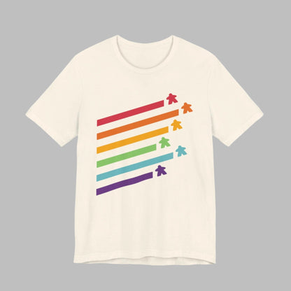 Printify T-Shirt Natural / S Meeple Shirt - Retro Rainbow Board Game Shirt