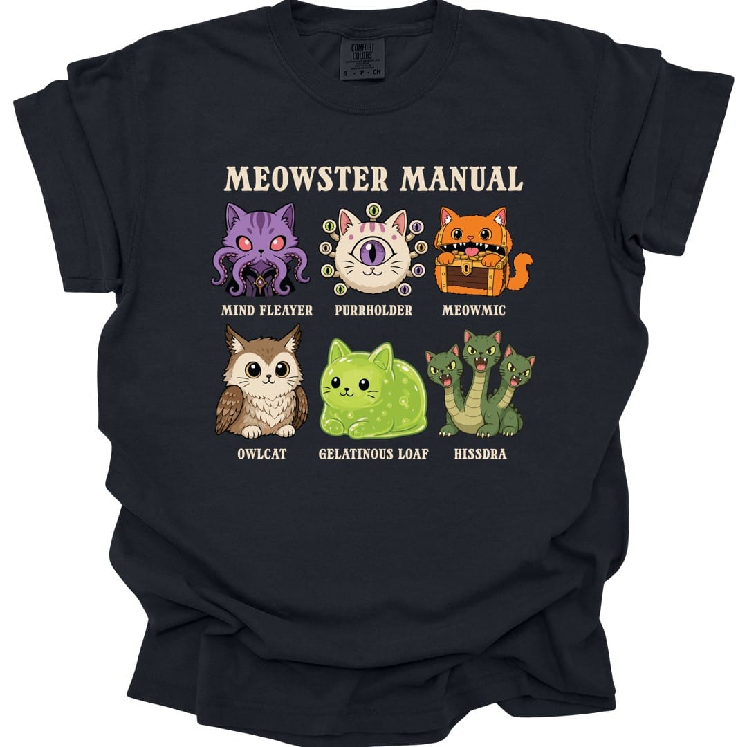 Printify T-Shirt Black / S Meowster Manual T-Shirt - Comfort Colors