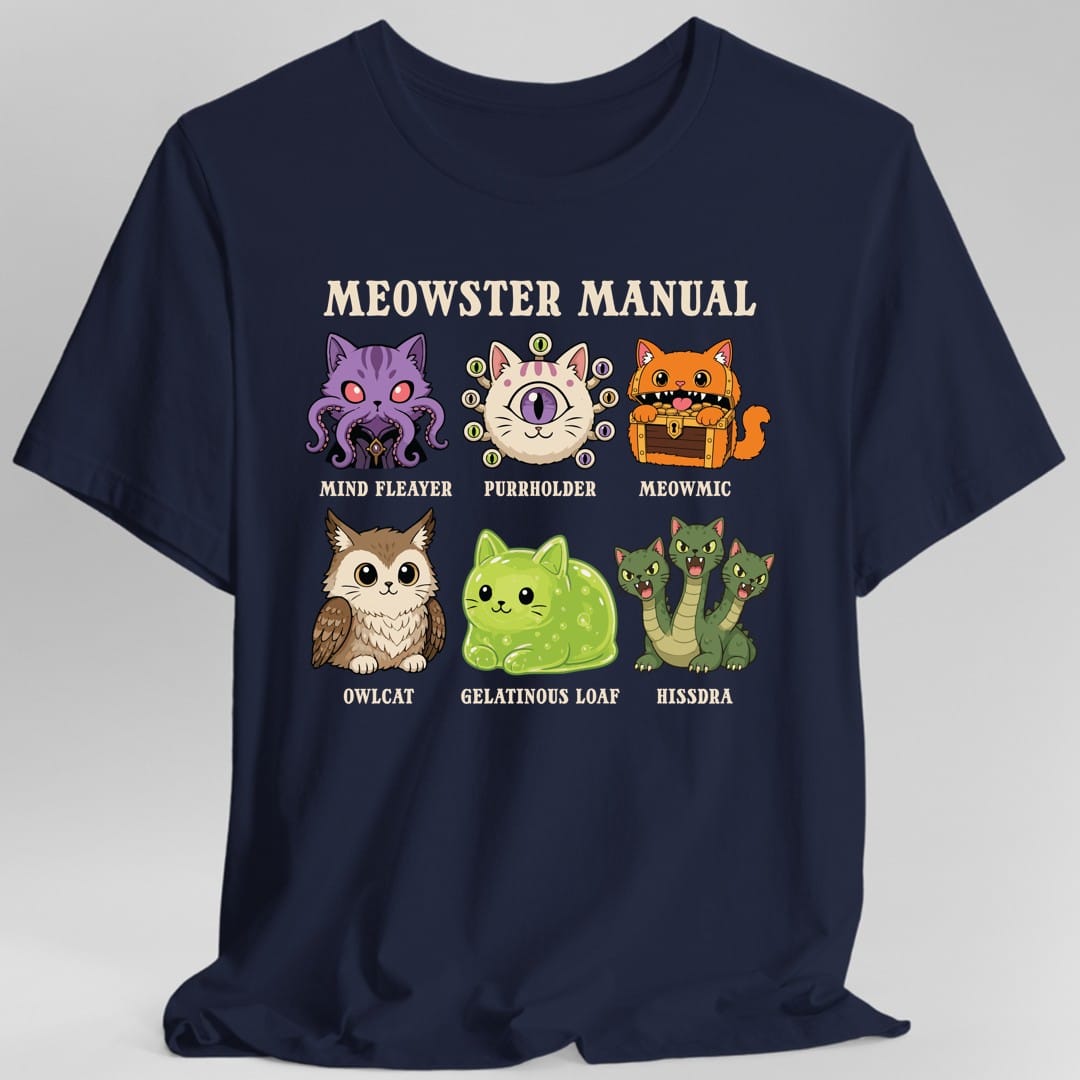 Printify T-Shirt Navy / S Meowster Manual T-Shirt