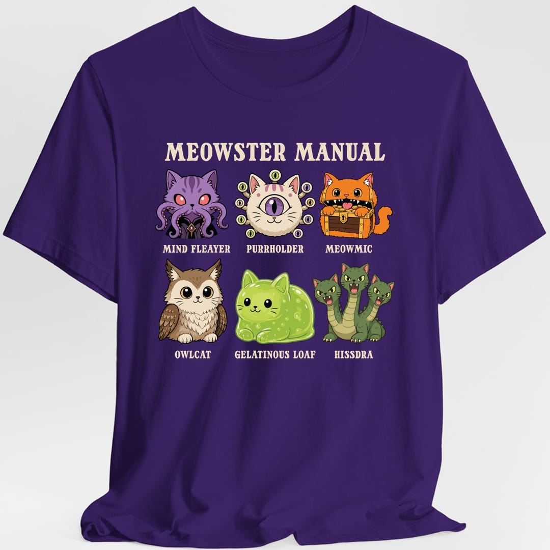 Printify T-Shirt Purple / S Meowster Manual T-Shirt
