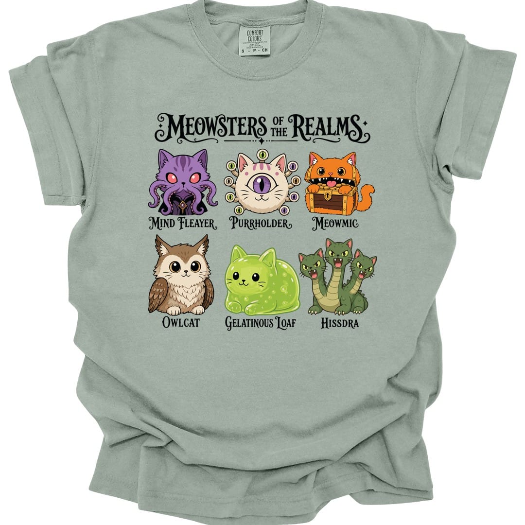 Printify T-Shirt Bay / S Meowsters of the Realms T-Shirt - Comfort Colors