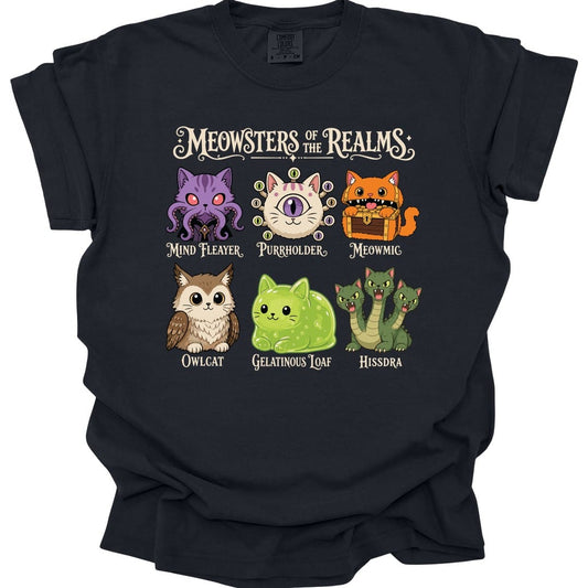 Printify T-Shirt Black / S Meowsters of the Realms T-Shirt - Comfort Colors