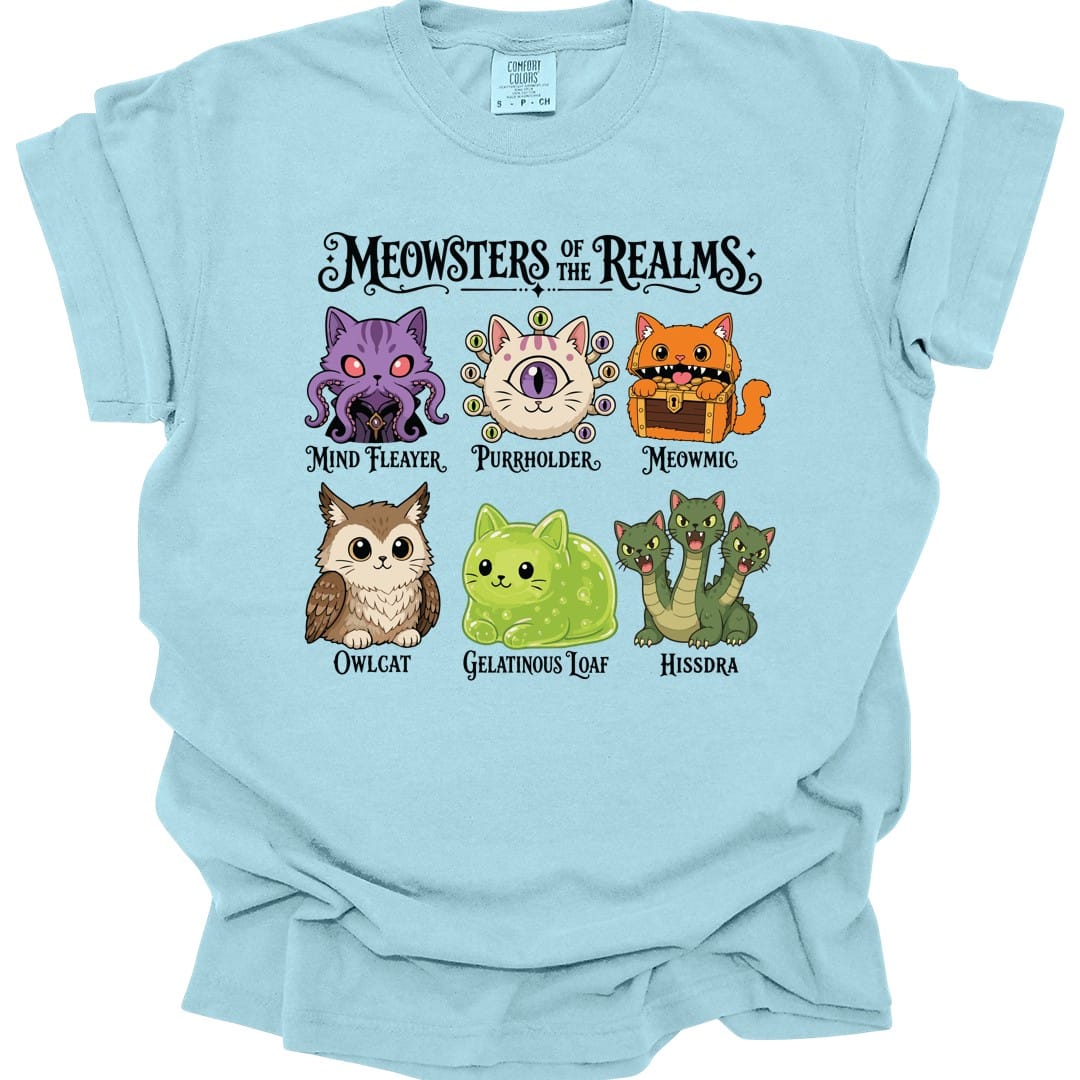 Printify T-Shirt Chambray / S Meowsters of the Realms T-Shirt - Comfort Colors
