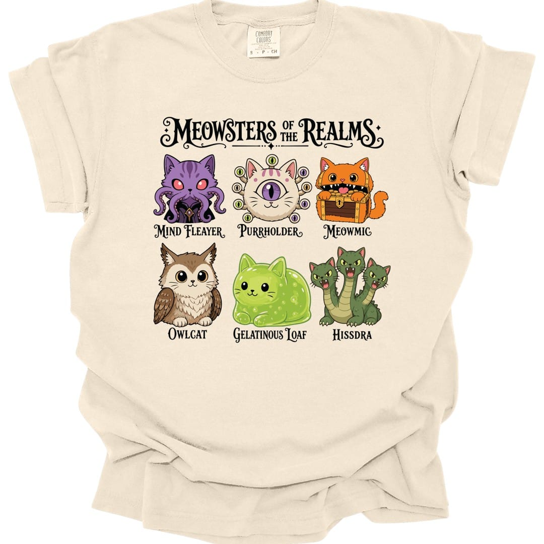 Printify T-Shirt Ivory / S Meowsters of the Realms T-Shirt - Comfort Colors