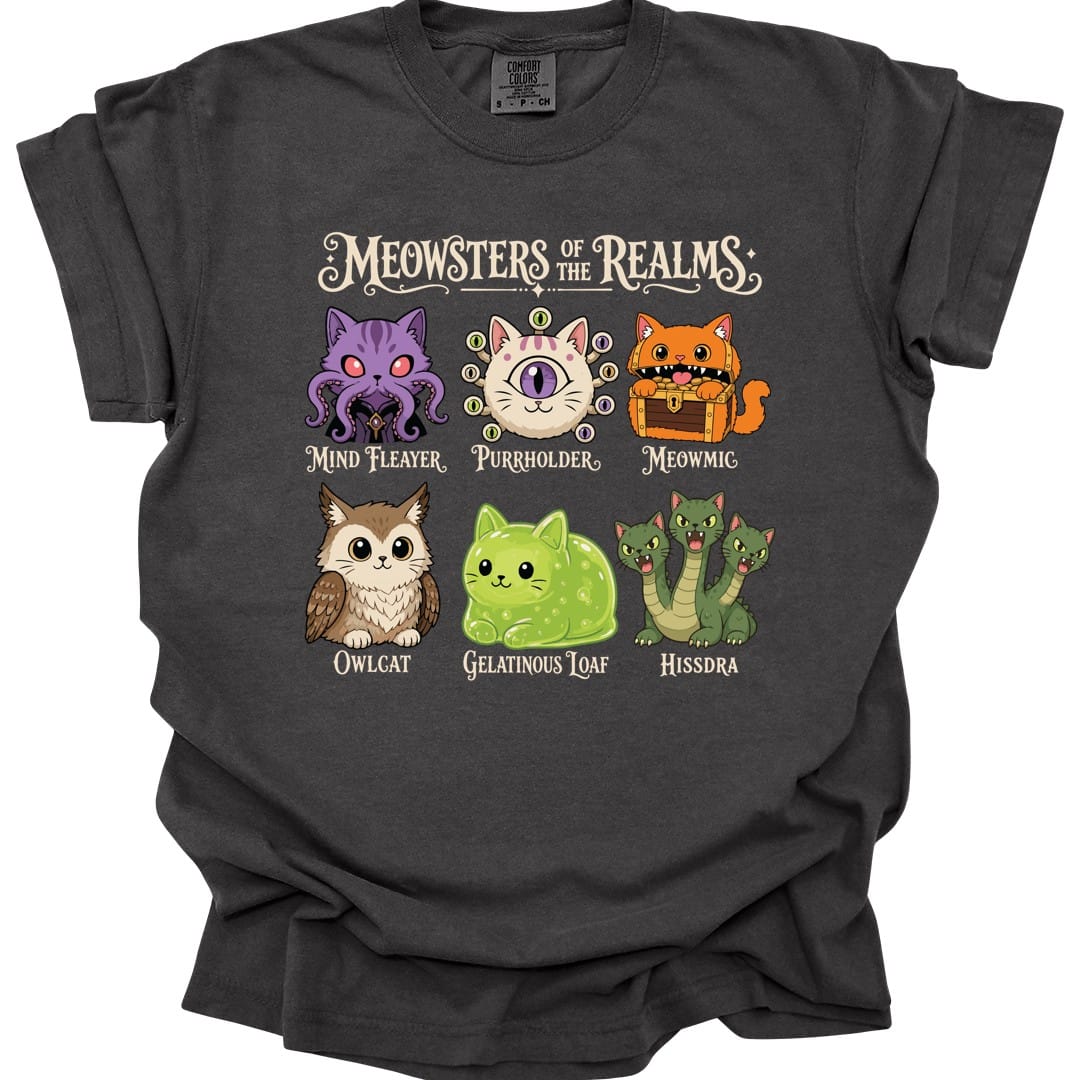 Printify T-Shirt Pepper / S Meowsters of the Realms T-Shirt - Comfort Colors
