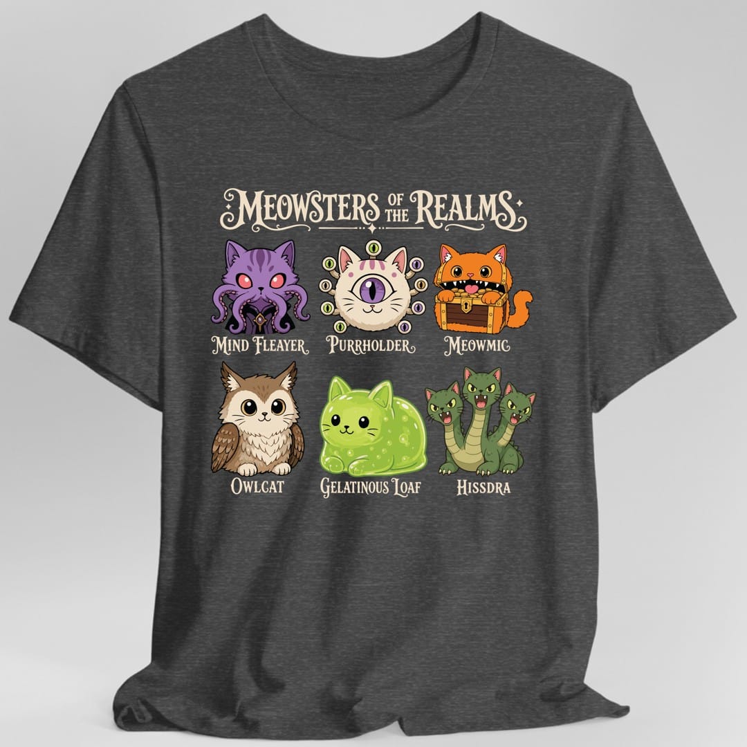 Printify T-Shirt Dark Heather / S Meowsters of the Realms T-Shirt