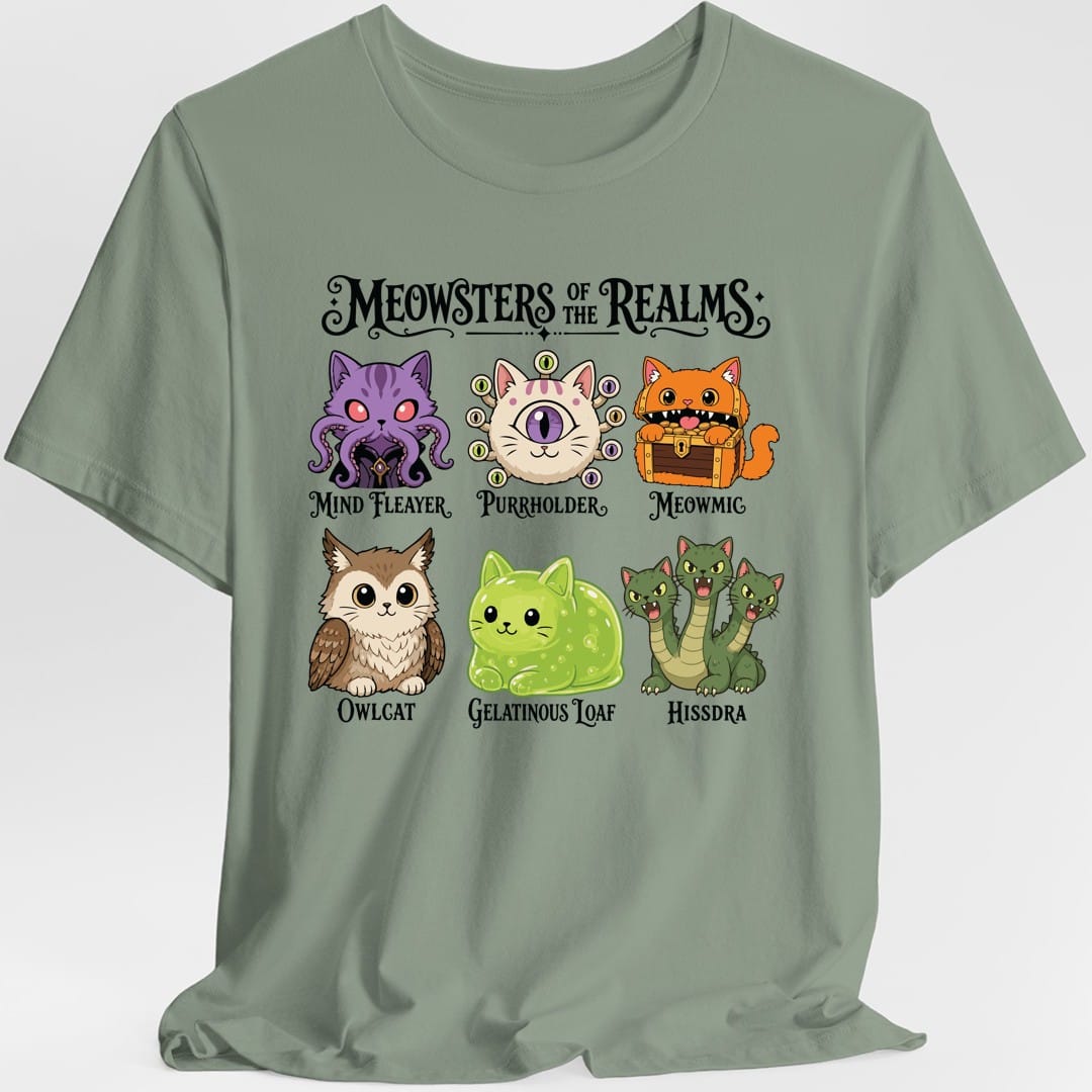 Printify T-Shirt Sage / S Meowsters of the Realms T-Shirt