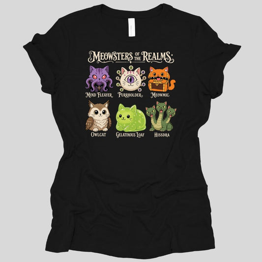 Printify T-Shirt Black / S Meowsters of the Realms Women's T-Shirt