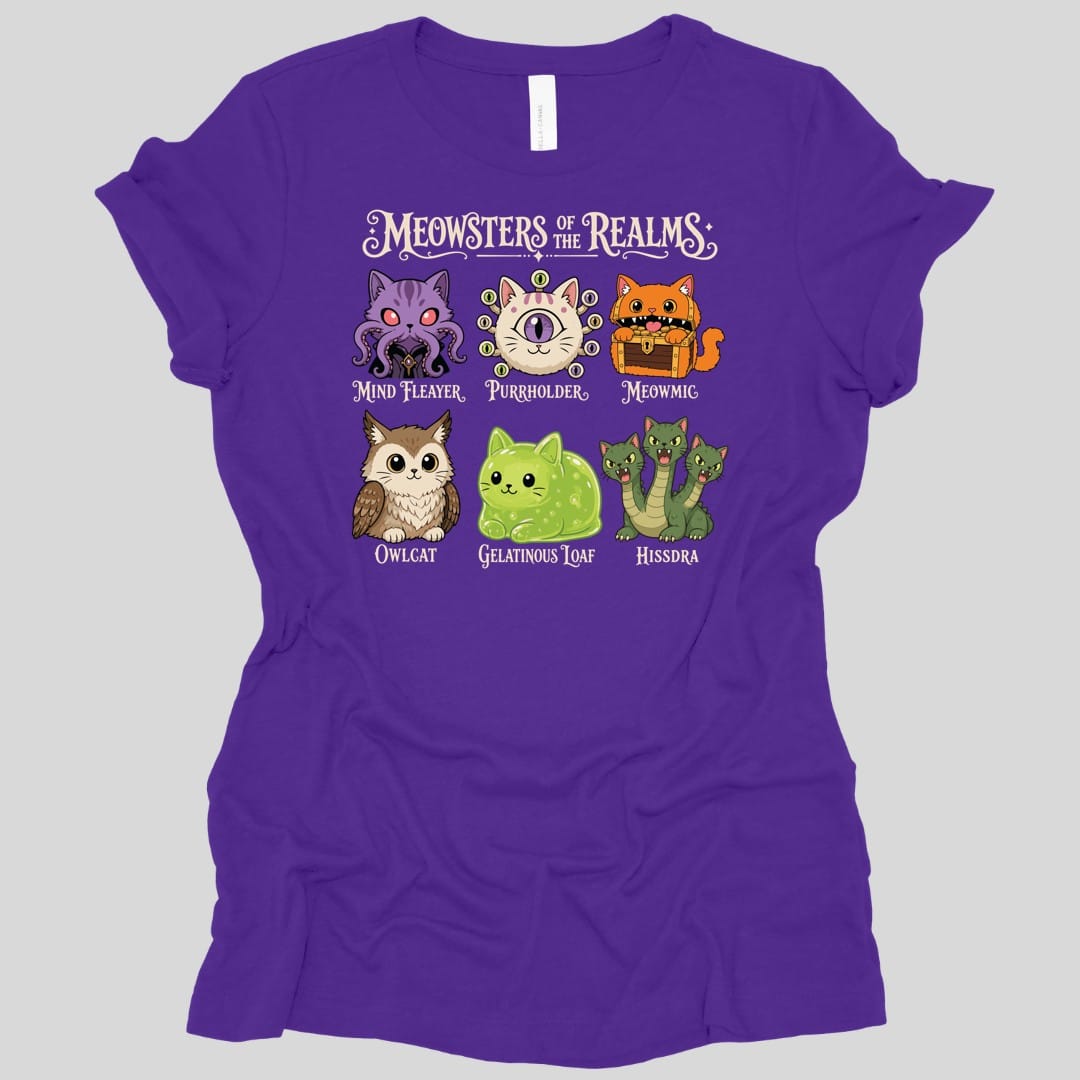 Printify T-Shirt Team Purple / M Meowsters of the Realms Women's T-Shirt