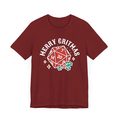 Printify T-Shirt Cardinal Red / S Merry Critmas D20 T-shirt