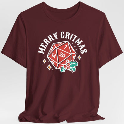 Printify T-Shirt Maroon / S Merry Critmas D20 T-shirt