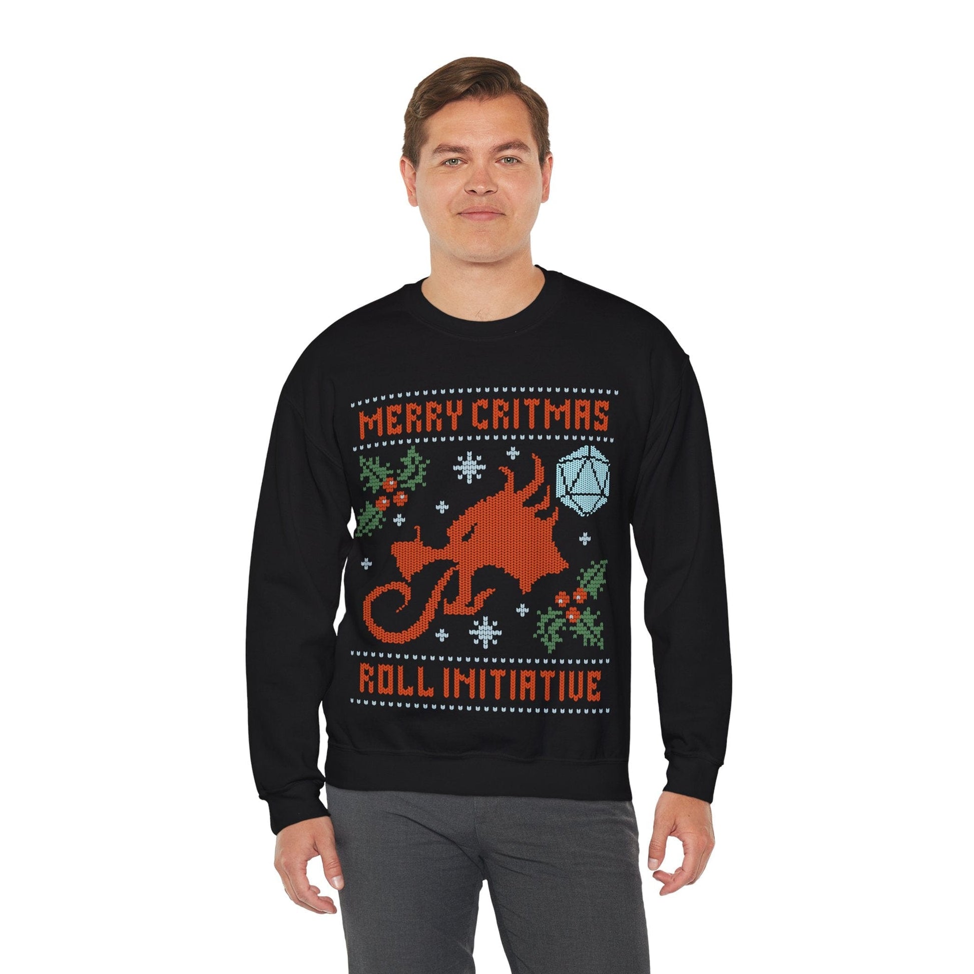 Printify Sweatshirt Merry Critmas Initiative Ugly Sweater Sweatshirt