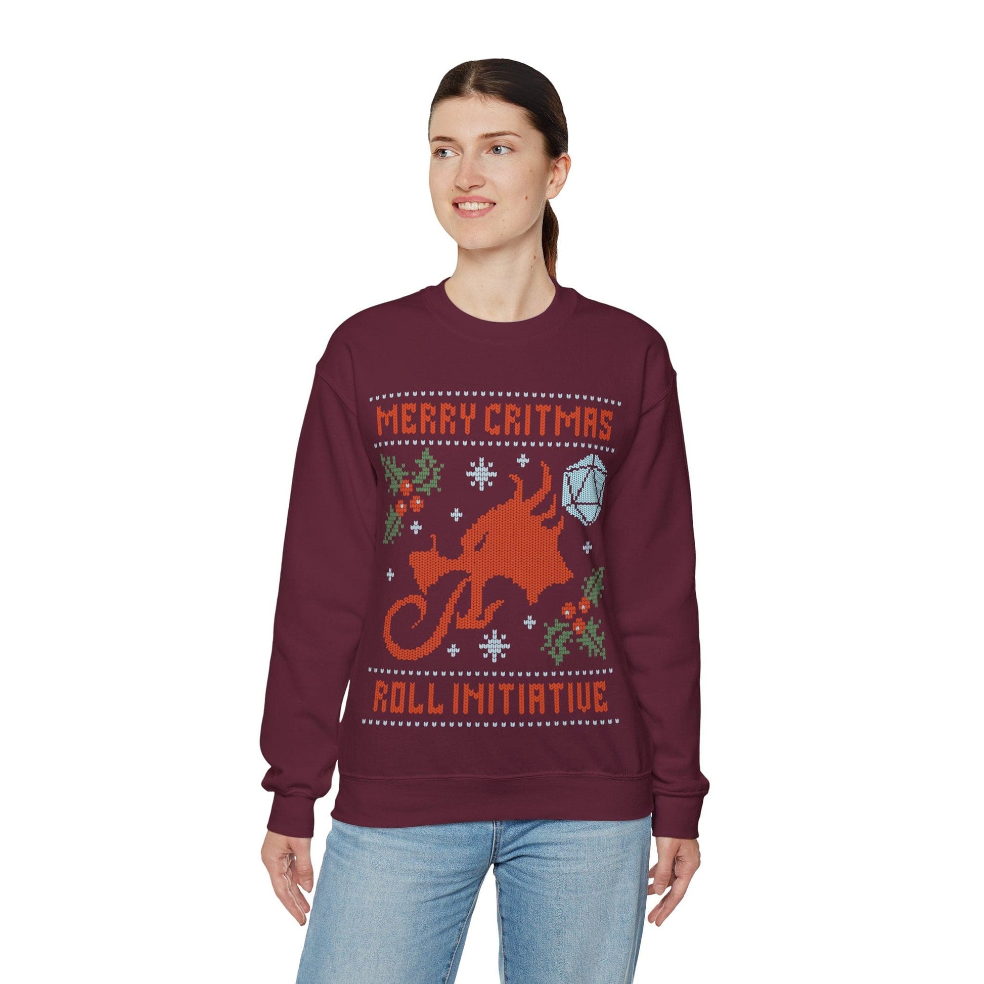 Printify Sweatshirt Merry Critmas Initiative Ugly Sweater Sweatshirt