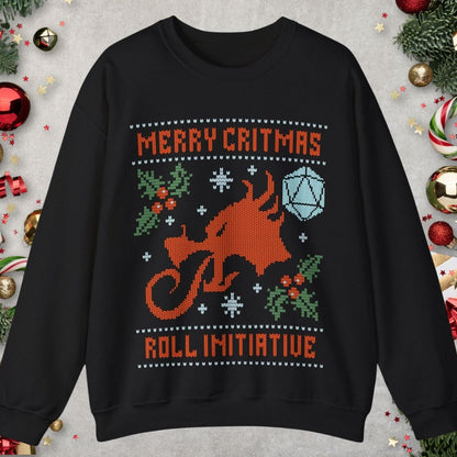 Printify Sweatshirt Merry Critmas Initiative Ugly Sweater Sweatshirt