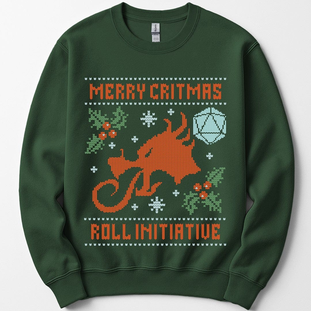 Printify Sweatshirt Forest Green / S Merry Critmas Initiative Ugly Sweater Sweatshirt