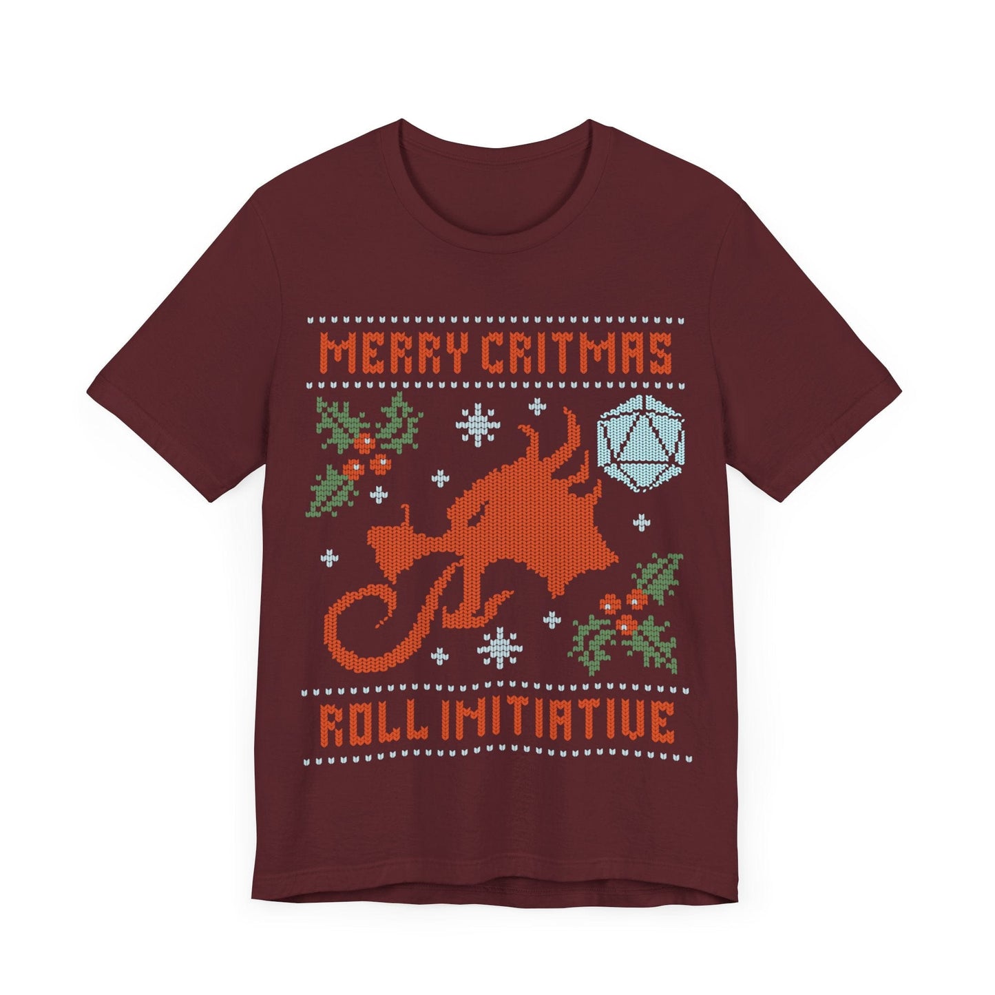 Printify T-Shirt Maroon / S Merry Critmas Initiative Ugly Sweater T-shirt