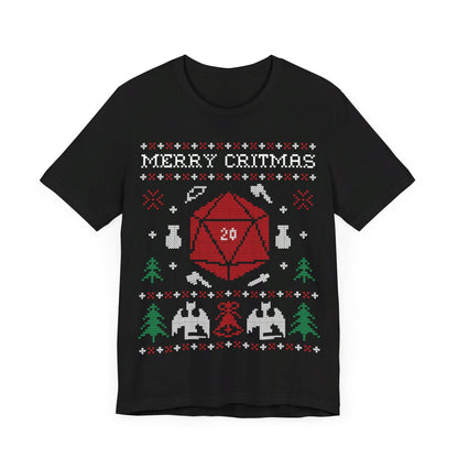 Printify T-Shirt Black / S Merry Critmas Ugly Sweater Style T-shirt