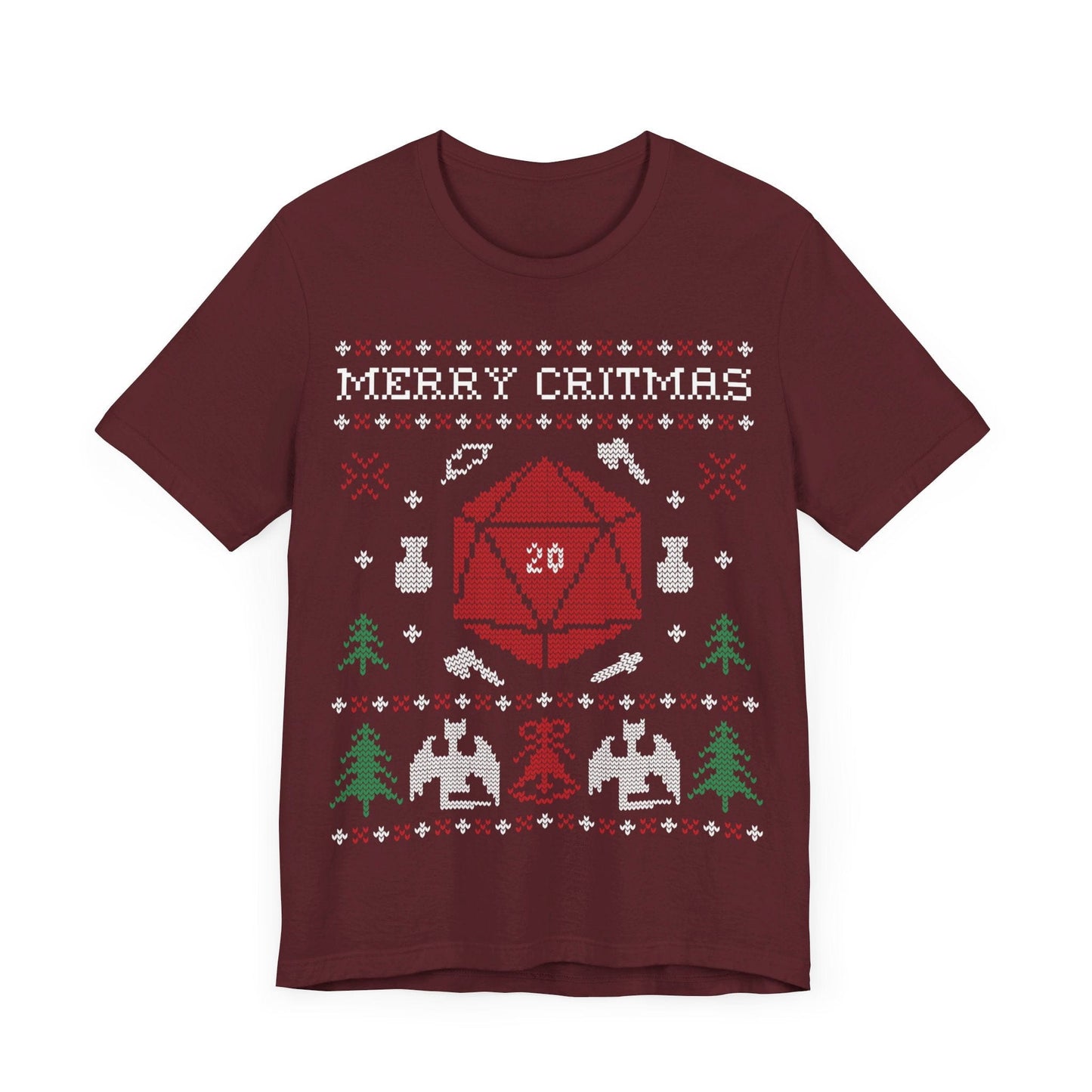 Printify T-Shirt Maroon / S Merry Critmas Ugly Sweater Style T-shirt