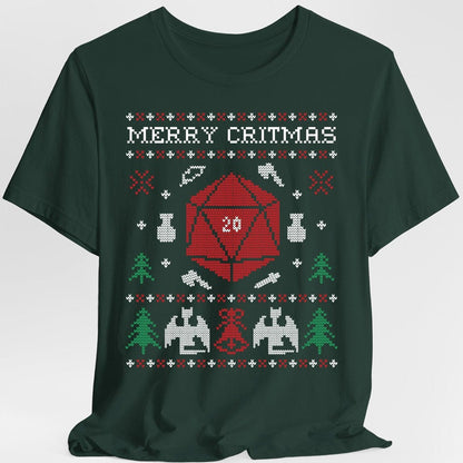 Printify T-Shirt Forest Green / S Merry Critmas Ugly Sweater T-shirt