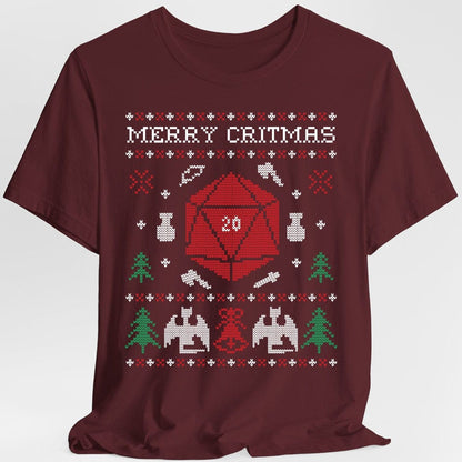 Printify T-Shirt Maroon / S Merry Critmas Ugly Sweater T-shirt