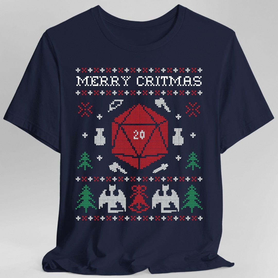 Printify T-Shirt Navy / S Merry Critmas Ugly Sweater T-shirt