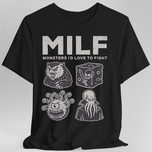 Printify T-Shirt Black / S MILF – Monsters I’d Love to Fight D&D T-Shirt