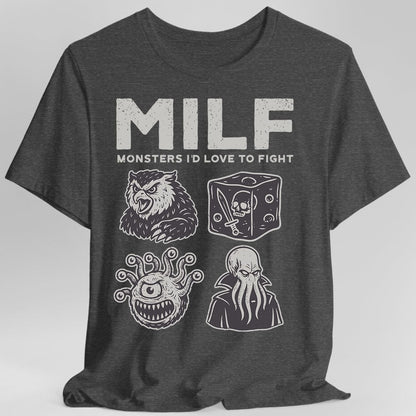 Printify T-Shirt Dark Heather / S MILF – Monsters I’d Love to Fight D&D T-Shirt