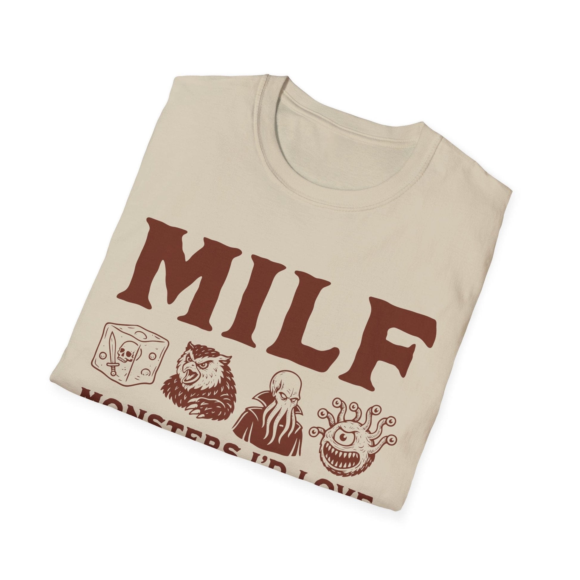 Printify T-Shirt MILF – Monsters I’d Love to Fight Funny D&D T-Shirt