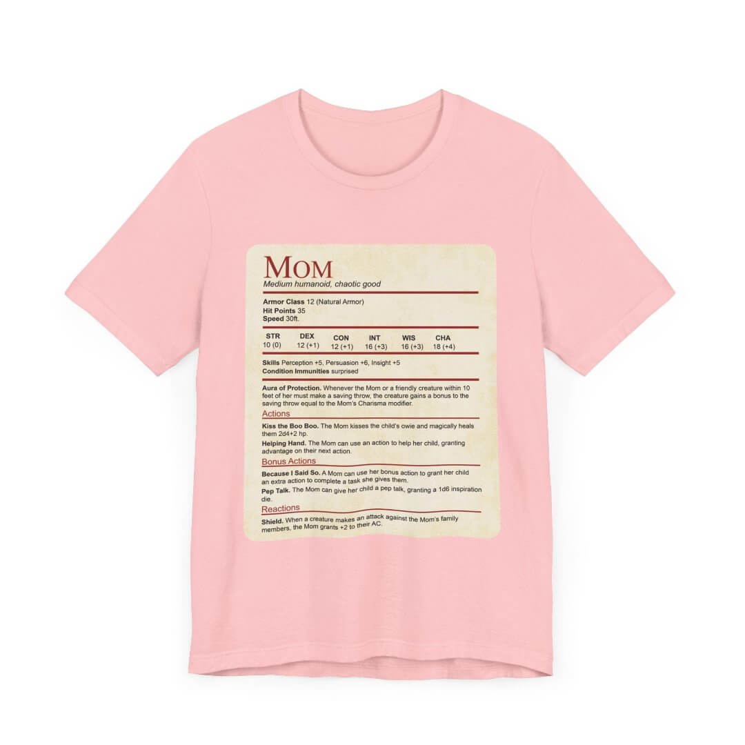 Printify T-Shirt Mom DND Shirt - Funny Stat Block