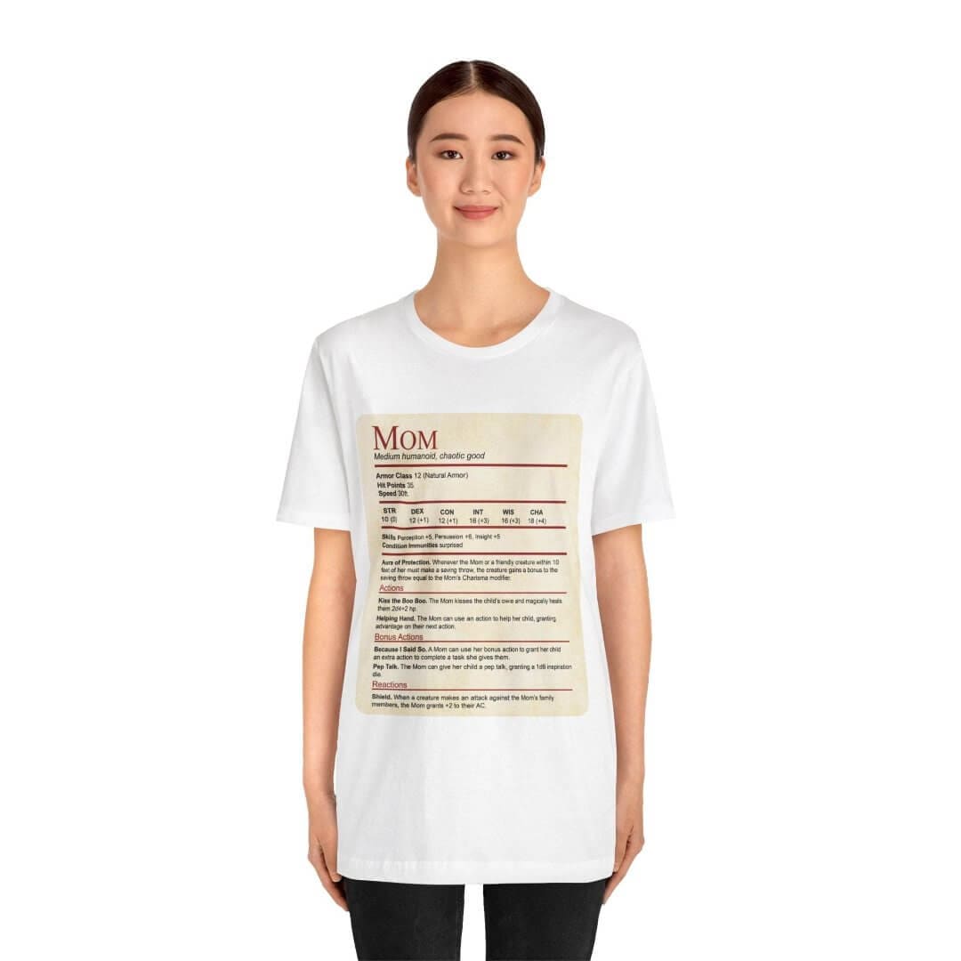 Printify T-Shirt Mom DND Shirt - Funny Stat Block