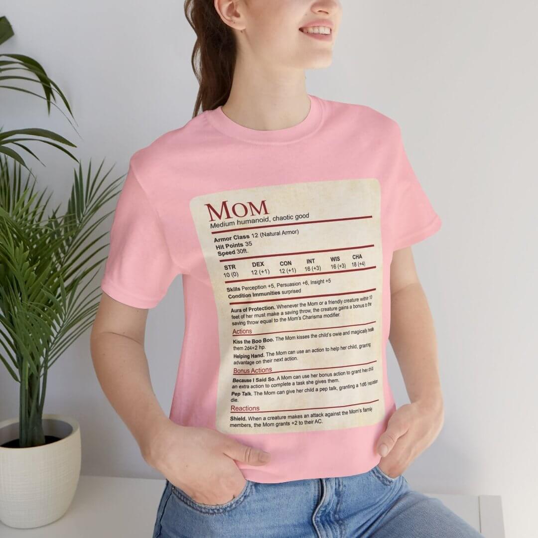 Printify T-Shirt Mom DND Shirt - Funny Stat Block