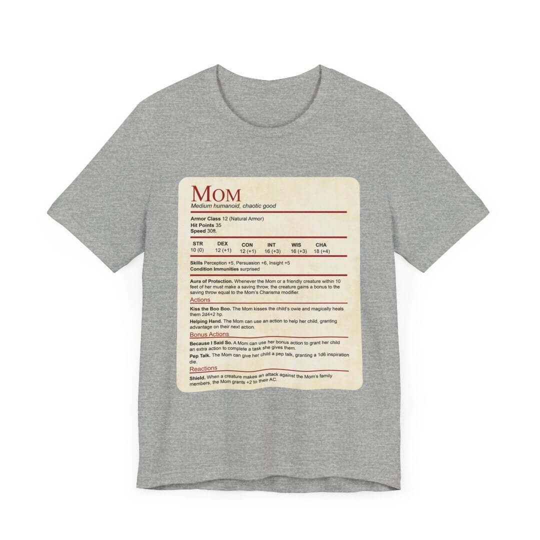 Printify T-Shirt Athletic Heather / S Mom DND Shirt - Funny Stat Block