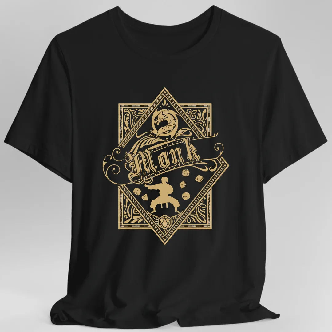 Printify T-Shirt Black / S Monk D&D Class Emblem T-shirt
