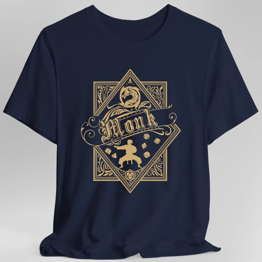 Printify T-Shirt Navy / S Monk D&D Class Emblem T-shirt