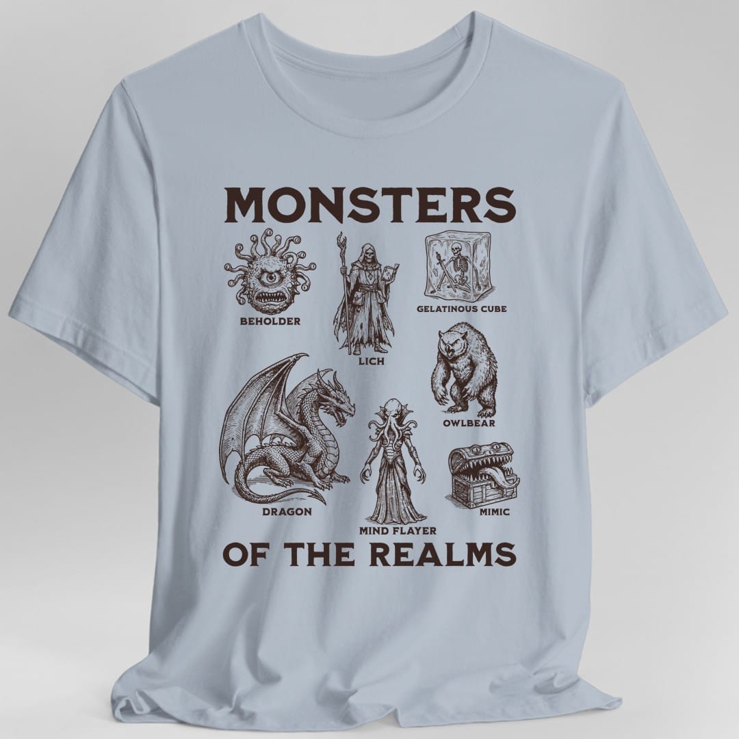 Printify T-Shirt Light Blue / S Monsters of the Realms D&D T-Shirt