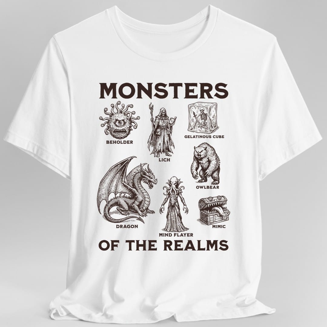 Printify T-Shirt White / S Monsters of the Realms D&D T-Shirt